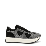 Rhinestone Heart Sneakers - Black - Apalipapa