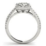 Round Diamond Floral Motif Engagement Ring in 14k White Gold (1 3/8 cttw) - Apalipapa