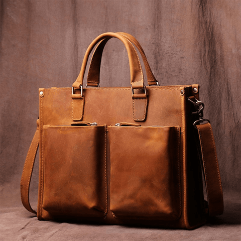 The Dagmar Leather Briefcase | Vintage Leather Messenger Bag - Apalipapa
