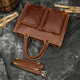 The Dagmar Leather Briefcase | Vintage Leather Messenger Bag - Apalipapa