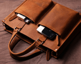 The Dagmar Leather Briefcase | Vintage Leather Messenger Bag - Apalipapa