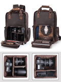 The Gaetano | Large Leather Backpack Camera Bag with Tripod Holder - Apalipapa