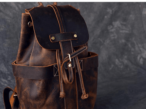 The Olaf Rucksack | Vintage Leather Travel Backpack - Apalipapa