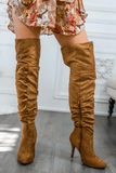 Unmatchable Pointy Slouchy Knee and Thigh High Boots Tan - Apalipapa