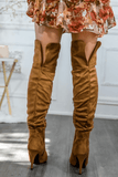 Unmatchable Pointy Slouchy Knee and Thigh High Boots Tan - Apalipapa