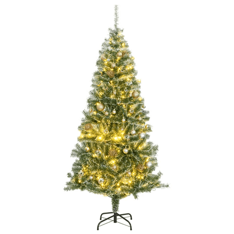 vidaXL Artificial Christmas Tree 300 LEDs&Ball Set&Flocked Snow 82.7" - Apalipapa
