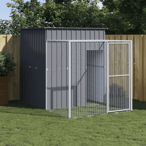 vidaXL Chicken Cage with Run Anthracite 65"x98.8"x71.3" Galvanized Steel - Apalipapa