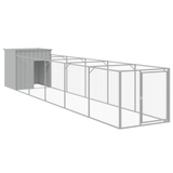 vidaXL Dog House with Run Light Gray 43.3"x239.8"x43.3" Galvanized Steel - Apalipapa