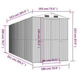 vidaXL Garden Shed Light Gray 75.6"x205.9"x87.8" Galvanized Steel - Apalipapa