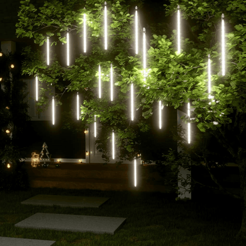 vidaXL Meteor Lights 20 pcs 1 ft Cold White 480 LEDs Indoor Outdoor - Apalipapa