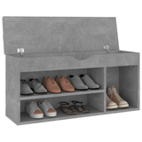 vidaXL Shoe Bench with Cushion Concrete Gray 40.9"x11.8"x19.3" Engineered Wood - Apalipapa