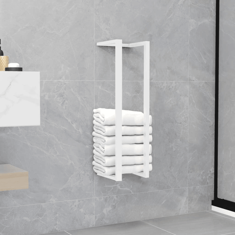 vidaXL Towel Rack White 4.9"x4.9"x23.6" Steel - Apalipapa