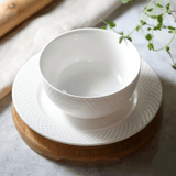 White Dining Bowls With Embossed Design, Set of Seven In A Gift Box - Apalipapa