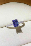 1 Carat Moissanite 925 Sterling Silver Rectangle Ring in Blue - Apalipapa