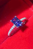 1 Carat Moissanite 925 Sterling Silver Rectangle Ring in Blue - Apalipapa