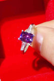 1 Carat Moissanite Platinum-Plated Rectangle Ring in Purple - Apalipapa