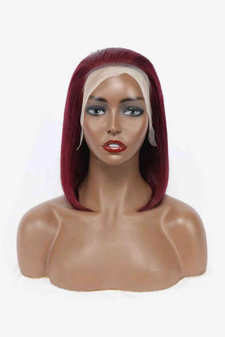 12" 155g #99J Lace Front Wigs Human Hair 150% Density - Apalipapa