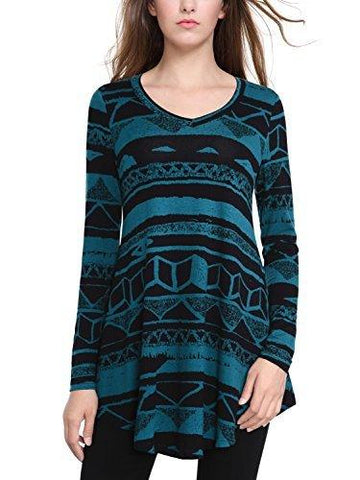 BAISHENGGT Women's Flared Comfy Loose Fit Tunic Top Large T06 Blue - Apalipapa