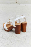 DDK Time After Time Wooden Platform Strap Heels - Apalipapa