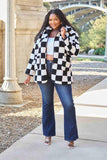 Double Take Full Size Checkered Button Front Coat with Pockets - Apalipapa