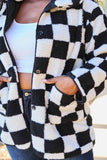 Double Take Full Size Checkered Button Front Coat with Pockets - Apalipapa