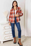 Double Take Plaid Collared Neck Long Sleeve Shirt - Apalipapa