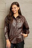 e.Luna Vegan Leather Button Down Shirt - Apalipapa