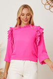 Frill Ruffled Three-Quarter Sleeve Blouse - Apalipapa