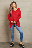 Heimish By The Fire Full Size Draped Detail Knit Sweater - Apalipapa