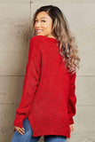 Heimish By The Fire Full Size Draped Detail Knit Sweater - Apalipapa