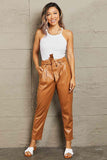 HEYSON Powerful You Full Size Faux Leather Paperbag Waist Pants - Apalipapa