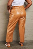 HEYSON Powerful You Full Size Faux Leather Paperbag Waist Pants - Apalipapa