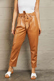 HEYSON Powerful You Full Size Faux Leather Paperbag Waist Pants - Apalipapa