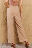 HYFVE Pretty Pleased High Waist Pintuck Straight Leg Pants in Camel - Apalipapa