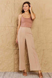 HYFVE Pretty Pleased High Waist Pintuck Straight Leg Pants in Camel - Apalipapa