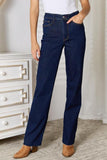 Judy Blue Full Size Raw Hem Straight Leg Jeans with Pockets - Apalipapa