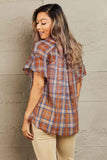 Petal Dew For You Short Sleeve Plaid Top - Apalipapa