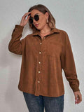 Plus Size Collared Neck Long Sleeve Shirt - Apalipapa