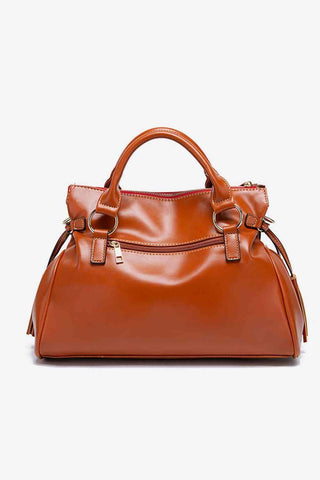 PU Leather Handbag with Tassels - Apalipapa