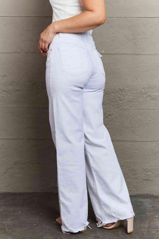 RISEN Raelene Full Size High Waist Wide Leg Jeans in White - Apalipapa
