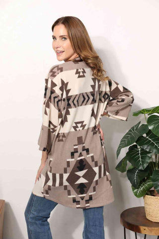 Sew In Love Full Size Cardigan with Aztec Pattern - Apalipapa