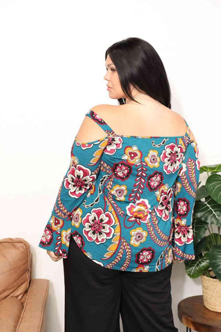 Sew In Love Full Size Floral Cold Shoulder Blouse - Apalipapa