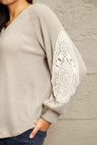 Sew In Love Full Size Lace Patch Detail Sweater - Apalipapa