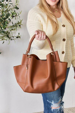 SHOMICO Faux Leather Handbag with Pouch - Apalipapa