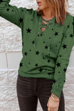 Star Pattern Lace-Up Hoodie - Apalipapa