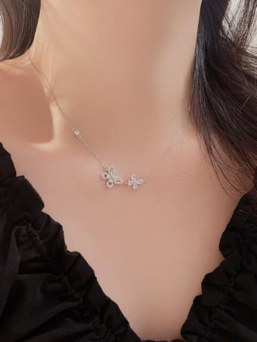 Zircon 925 Sterling Silver Butterfly Necklace - Apalipapa